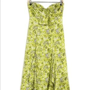 CINQ à SEPT Strapless Silk Midi Dress